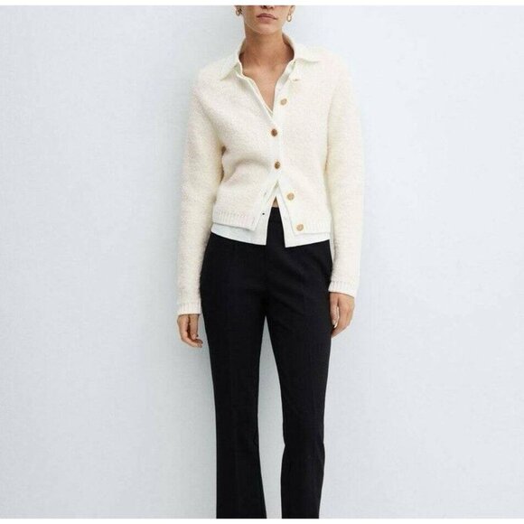 NWT Mango MNG Matilda Chunky Knit Ivory Cardigan Sweater Womens Size XL - Picture 1 of 12